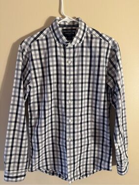 Claiborne Men's Black, White and Gray Check Button-Up Shirt